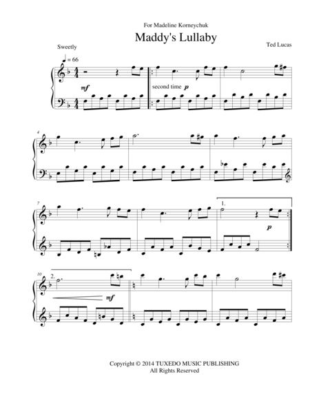 Maddy's Lullaby, for Piano Solo image number null