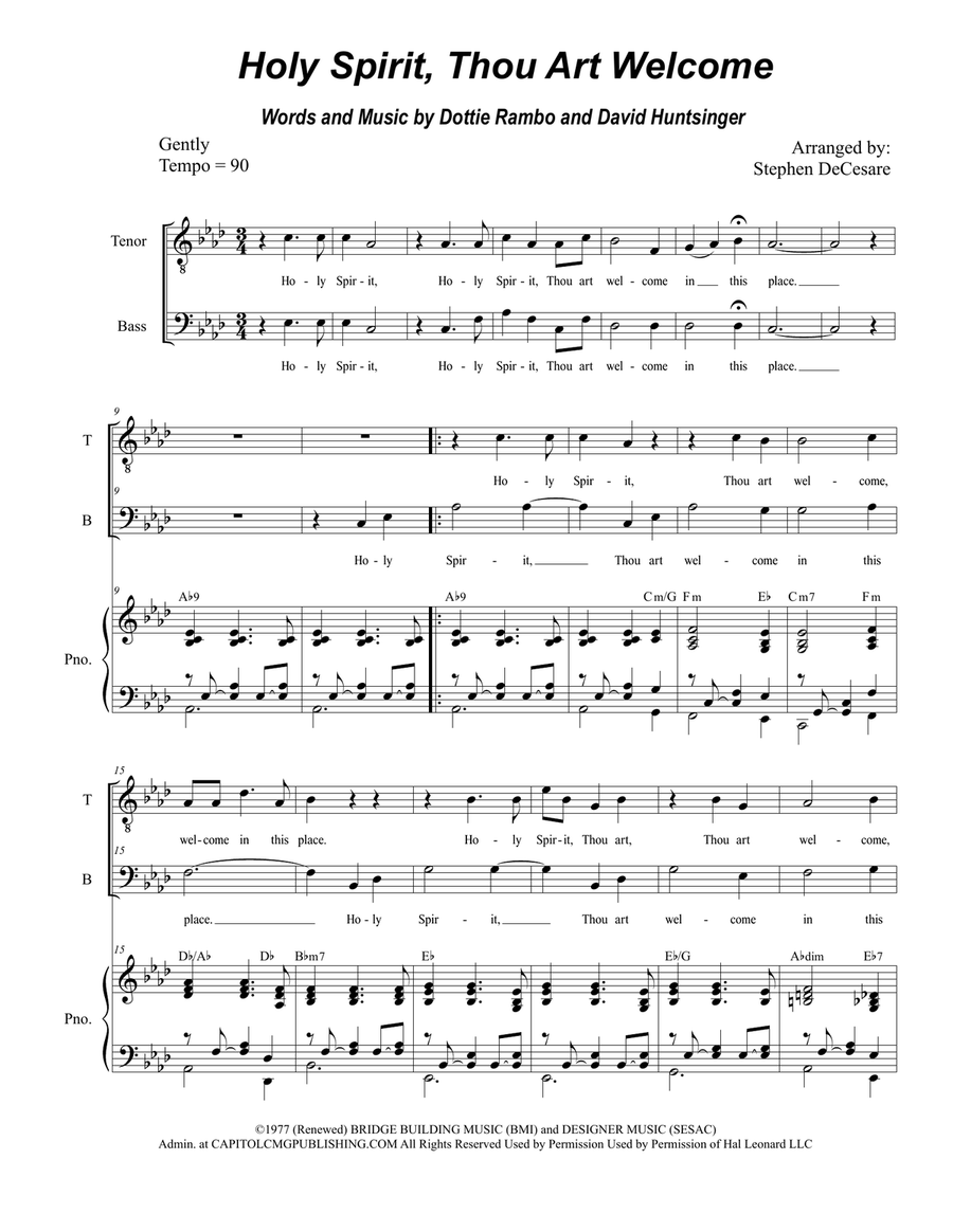 Holy Spirit, Thou Art Welcome Vocal Duet scores gallery preview page 1