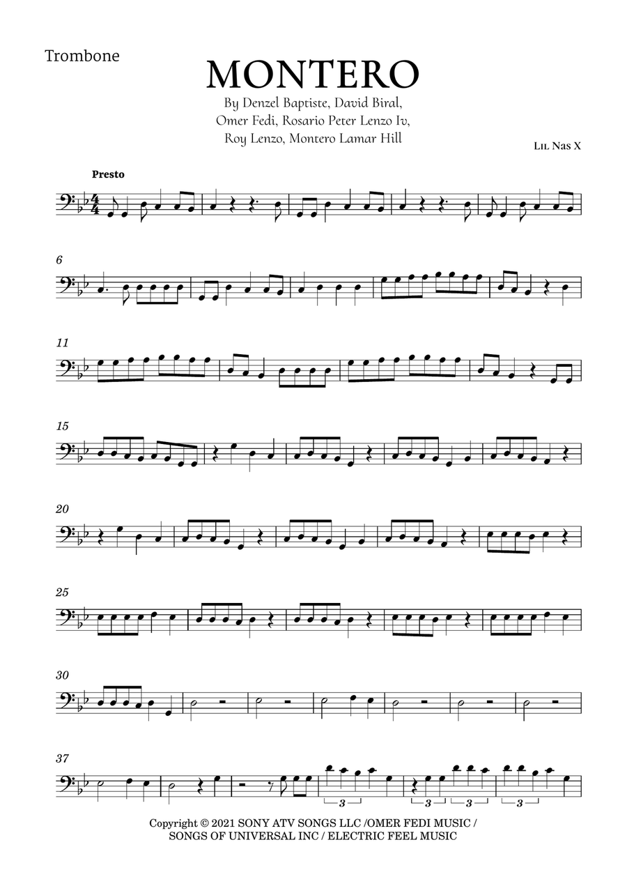 Montero Trombone Solo scores gallery preview page 2