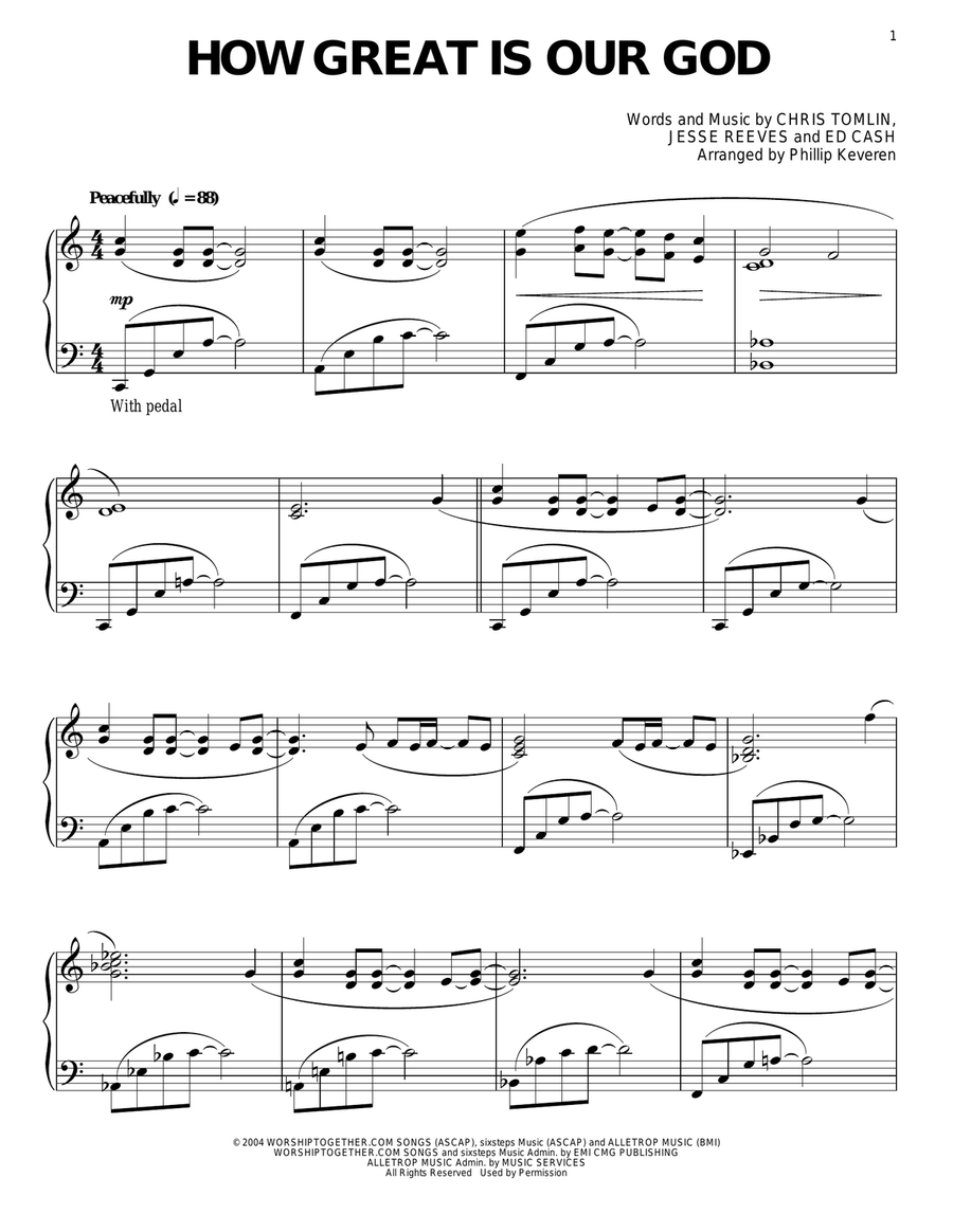 How Great Is Our God [Jazz version] (arr. Phillip Keveren) Piano Solo scores gallery preview page 1