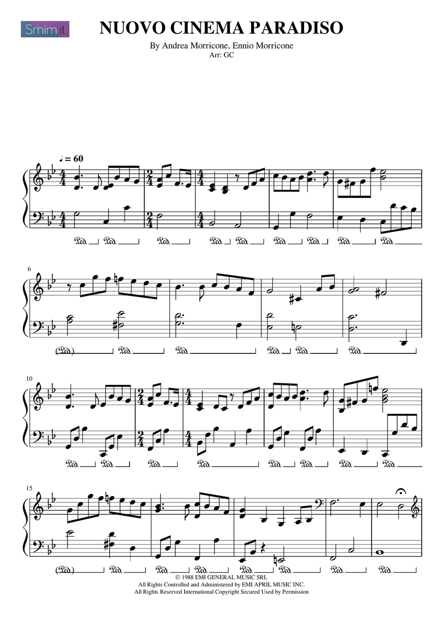 Cinema Paradiso Piano Solo scores gallery preview page 1