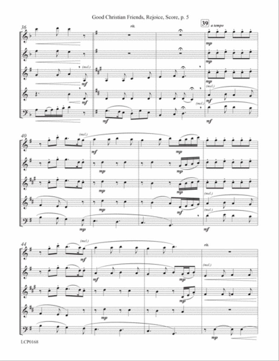 Good Christian Friends, Rejoice Woodwind Quintet scores gallery preview page 5