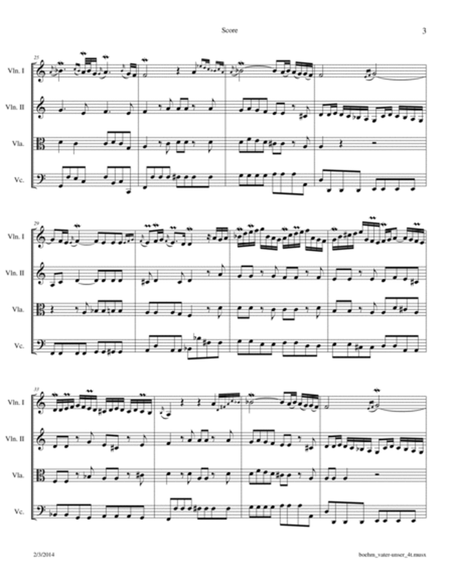 G Böhm: "Vater Unser" for Organ arr. for String Quartet image number null