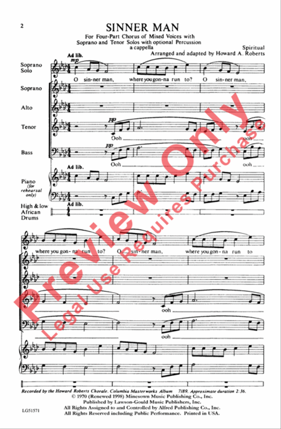 Sinner Man 4-Part scores gallery preview page 2