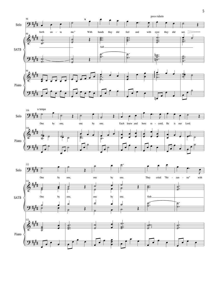 One by One - SATB (Paul Cardall, David A. Bednar) 4-Part scores gallery preview page 6