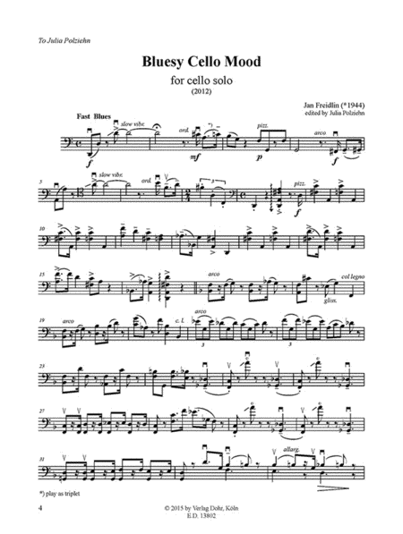Bluesy Cello Mood für Violoncello solo (2013)
