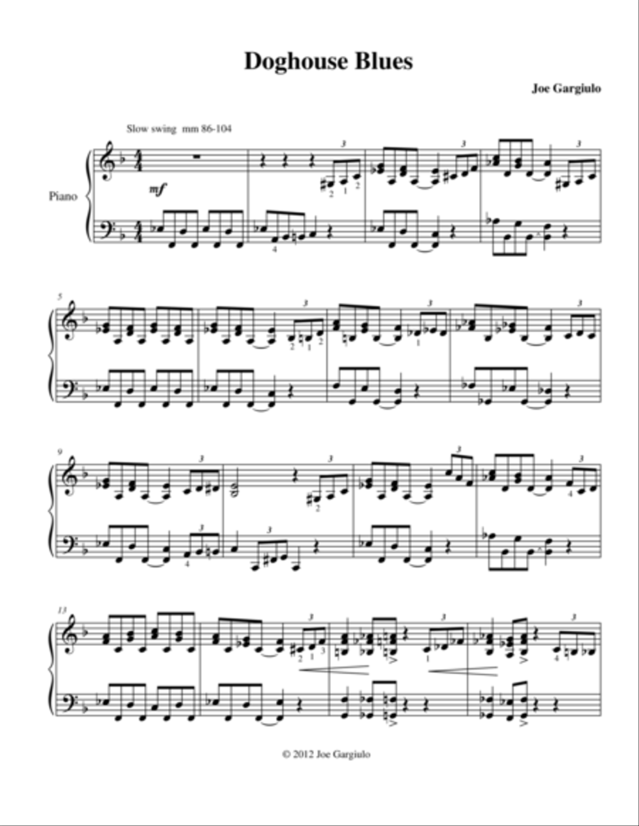 Doghouse Blues Doghouse Blues Piano Solo scores gallery preview page 1