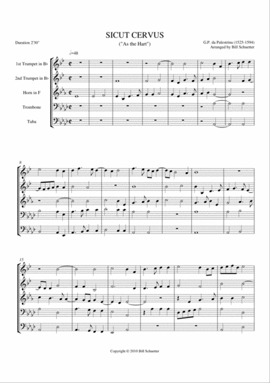 Sicut Cervus Sicut Cervus Brass Quintet scores gallery preview page 1