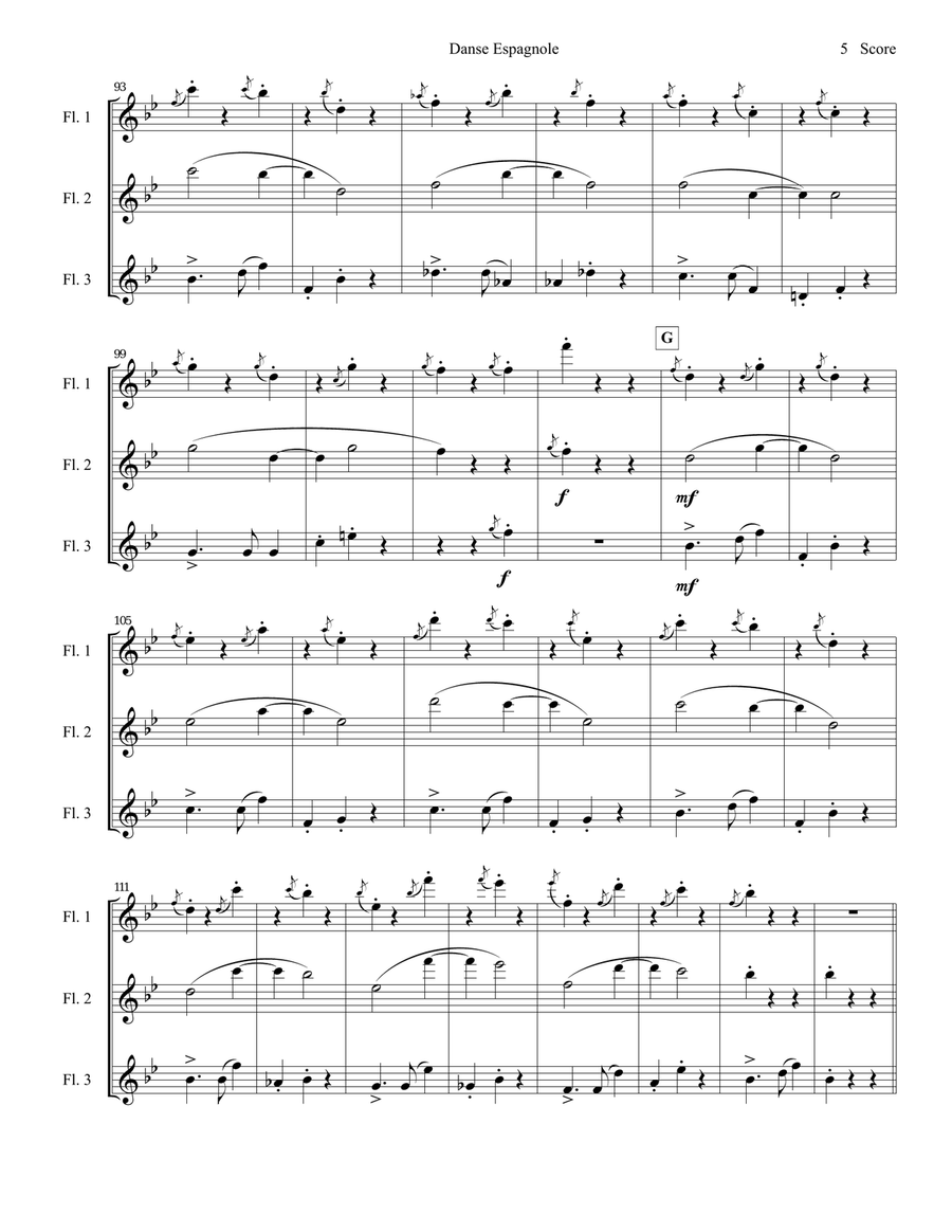 Danse Espagnole for Flute Trio Flute Trio scores gallery preview page 6