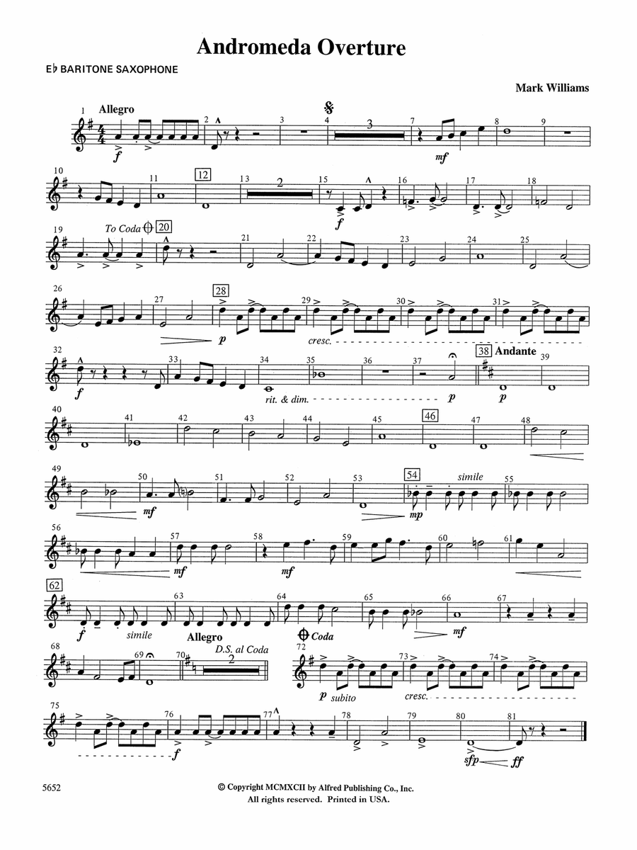 Andromeda Overture: E-flat Baritone Saxophone