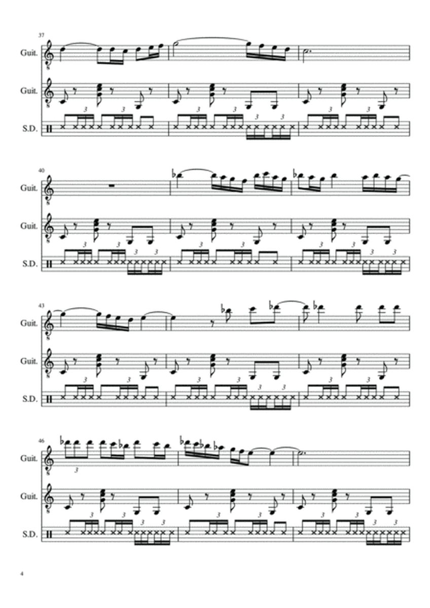Boléro de Ravel for 2 Guitars and Drums or Flute Guitar and Drums