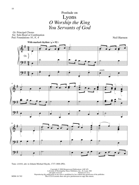 God Reigns Above Six Familiar Hymn Settings for Organ image number null
