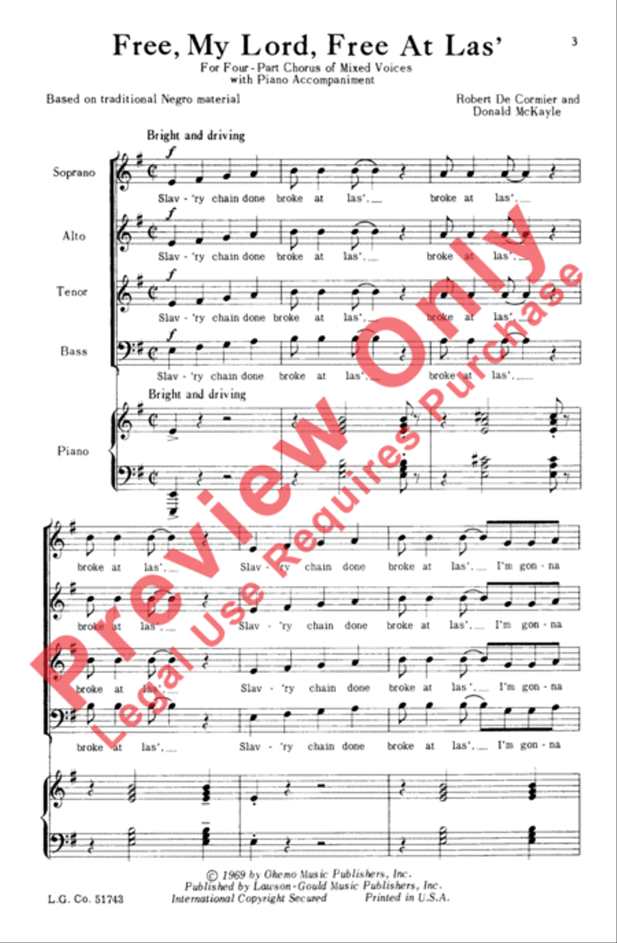 Free, My Lord, Free at Las' 4-Part scores gallery preview page 3