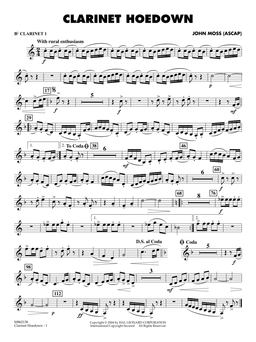 Clarinet Hoedown - Bb Clarinet 1