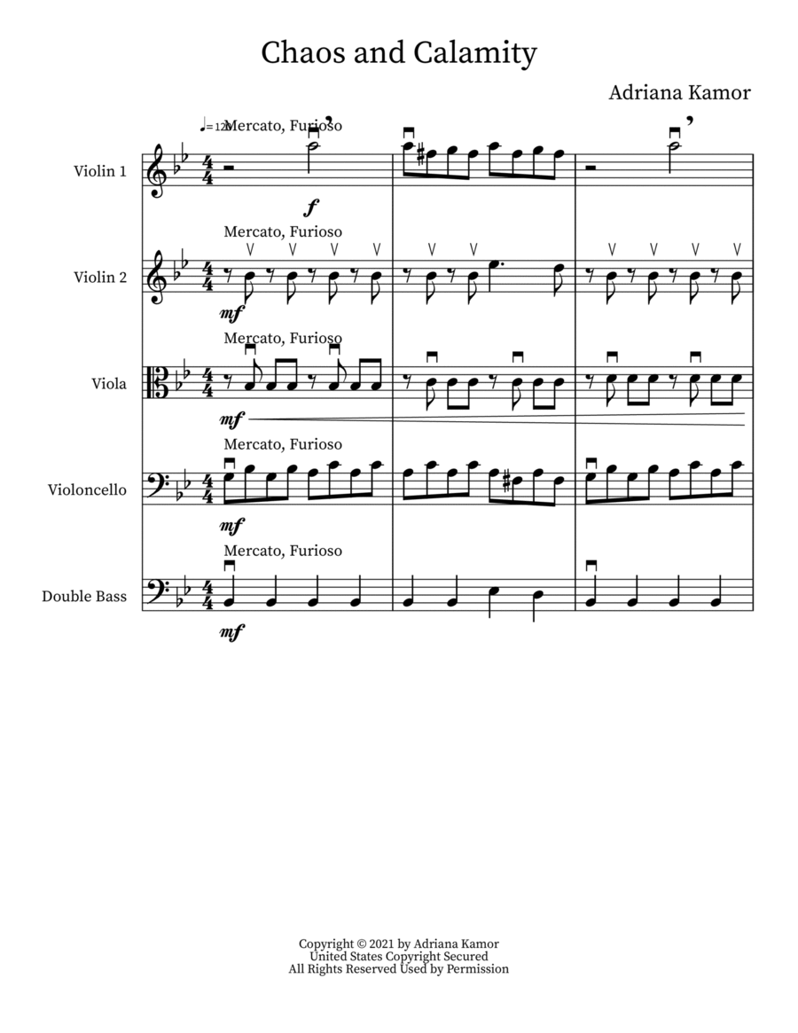 Chaos and Calamity Chaos and Calamity Cello scores gallery preview page 1