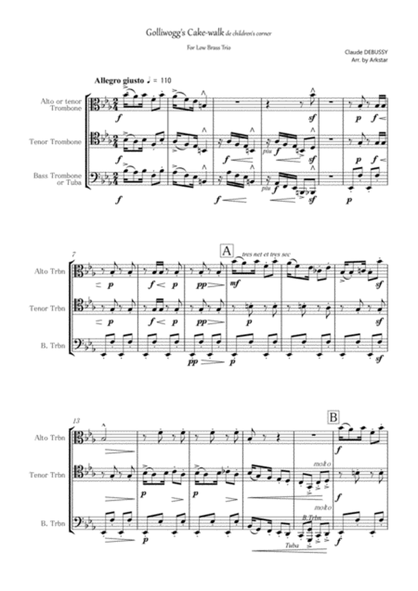Golliwogg's Cakewalk from Children's Corner for Low Brass Trio (3 Trombones or 2 trombones and Tuba) image number null
