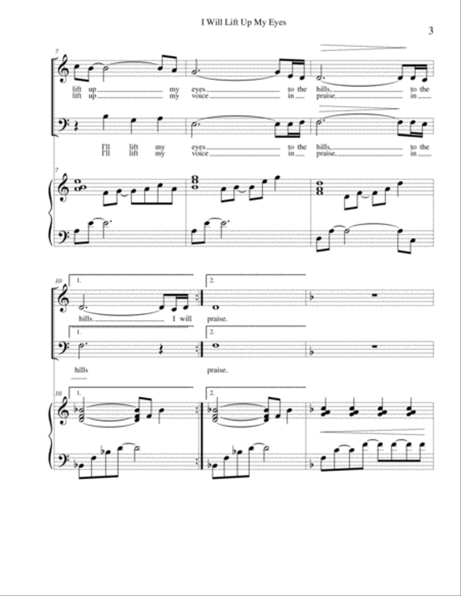 I Will Lift Up My Eyes (Psalm 121) 4-Part scores gallery preview page 3