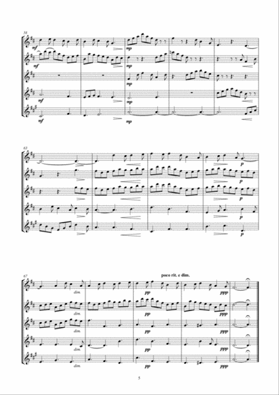 Jesu Joy of Man's Desiring arr. four oboes and cor anglais Woodwind Quintet scores gallery preview page 5