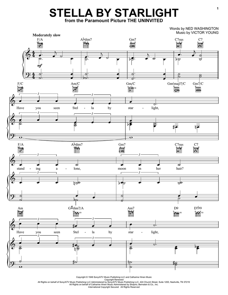 Stella By Starlight Stella By Starlight Piano, Vocal, Guitar scores gallery preview page 1