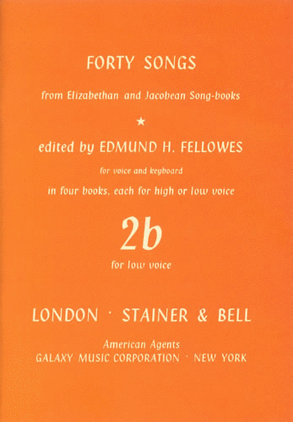 Elizabethan and Jacobean Song books, Forty Songs from. Book 2. Low voice