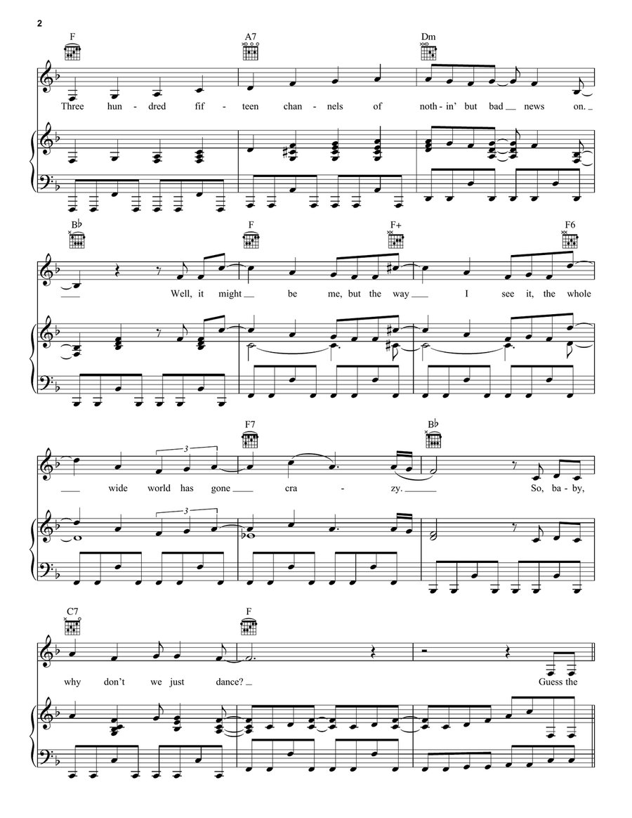 Why Don't We Just Dance Piano, Vocal, Guitar scores gallery preview page 2