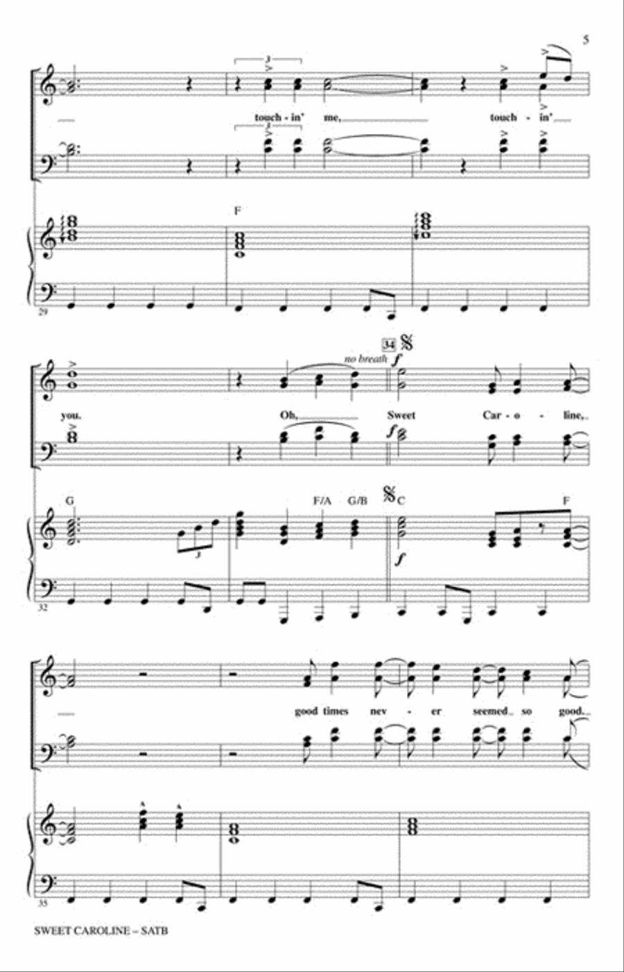 Sweet Caroline 4-Part scores gallery preview page 3
