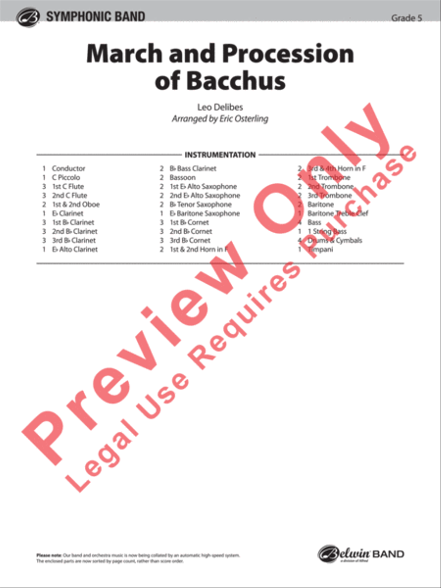 March and Procession of Bacchus Concert Band scores gallery preview page 2