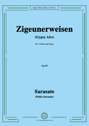 Book cover for Sarasate-Zigeunerweisen(Gypsy Airs),Op.20,for 2 Violins and Organ