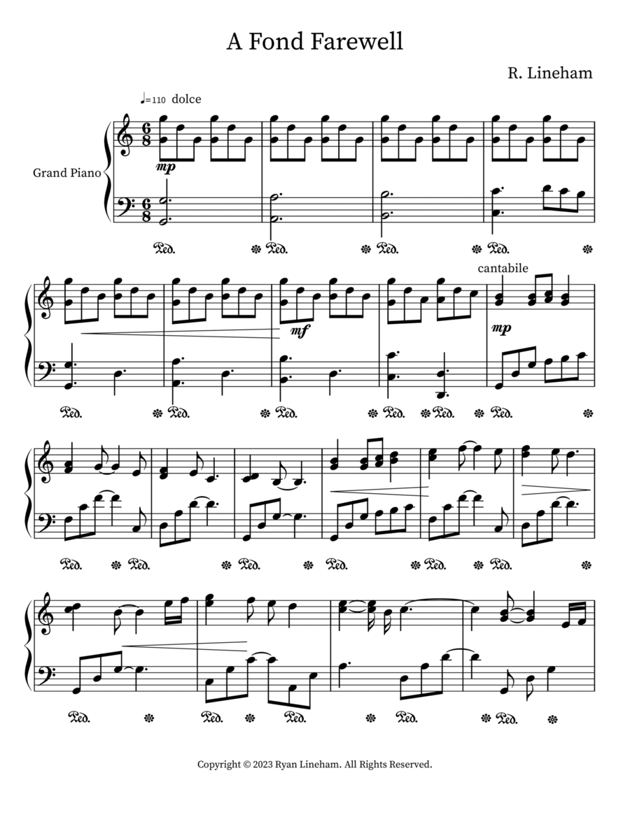 A Fond Farewell Piano Solo scores gallery preview page 1