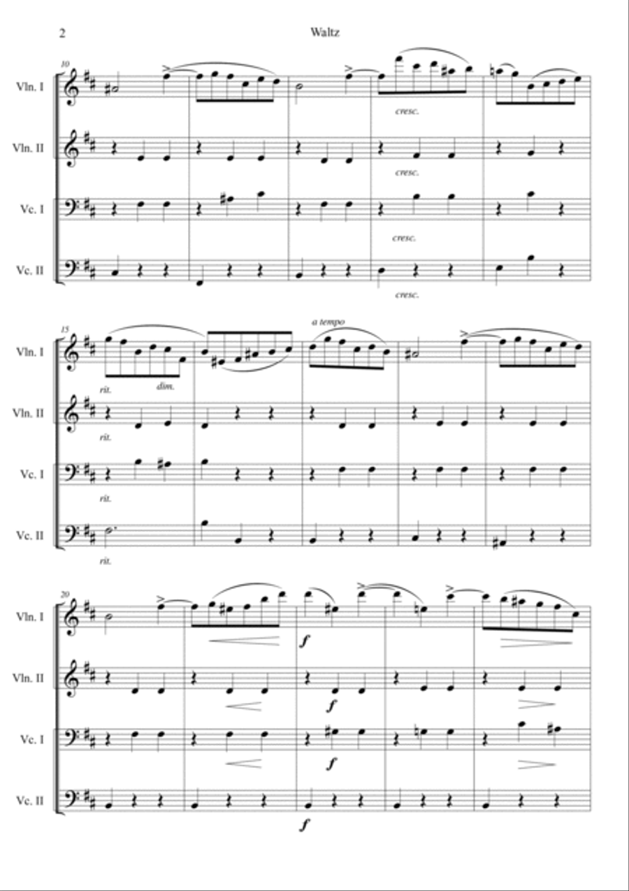 Waltz No.10 in B Minor Op.69, No.2 String Quartet scores gallery preview page 2