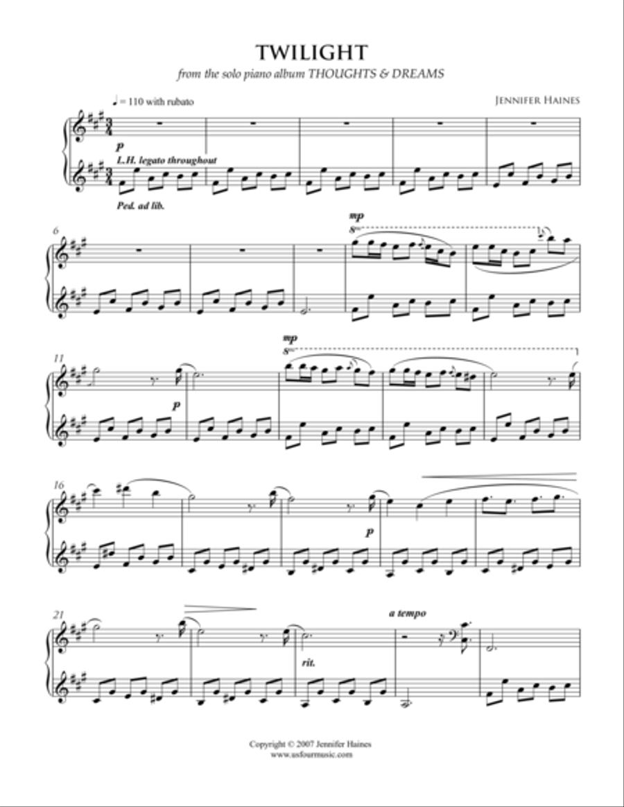 Twilight Piano Solo scores gallery preview page 1