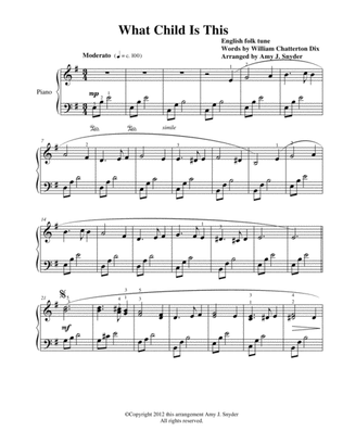 What Child Is This, early intermediate piano solo