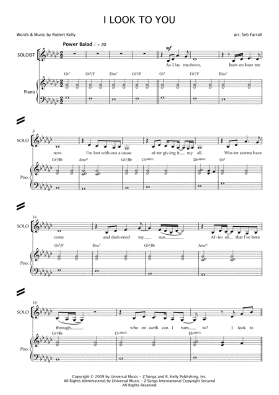 I Look To You 4-Part scores gallery preview page 1