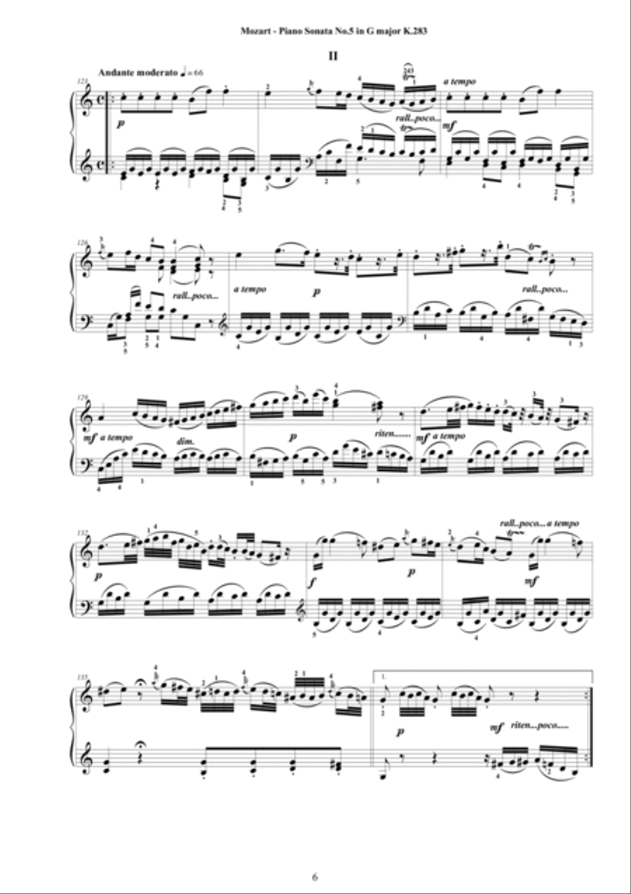 Mozart - Piano Sonata No.5 in G major K 283 - Complete score