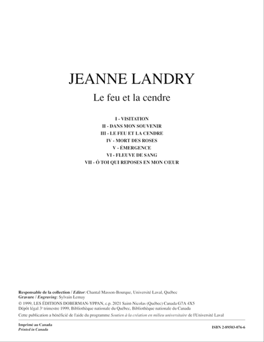 Le feu et la cendre Voice Solo scores gallery preview page 1