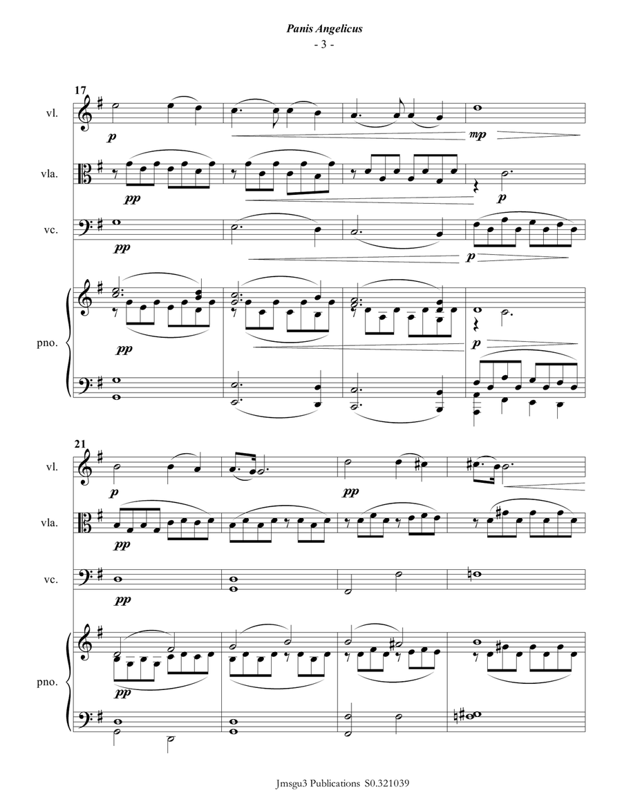 Franck: Panis Angelicus for Piano Quartet Piano Quartet scores gallery preview page 3