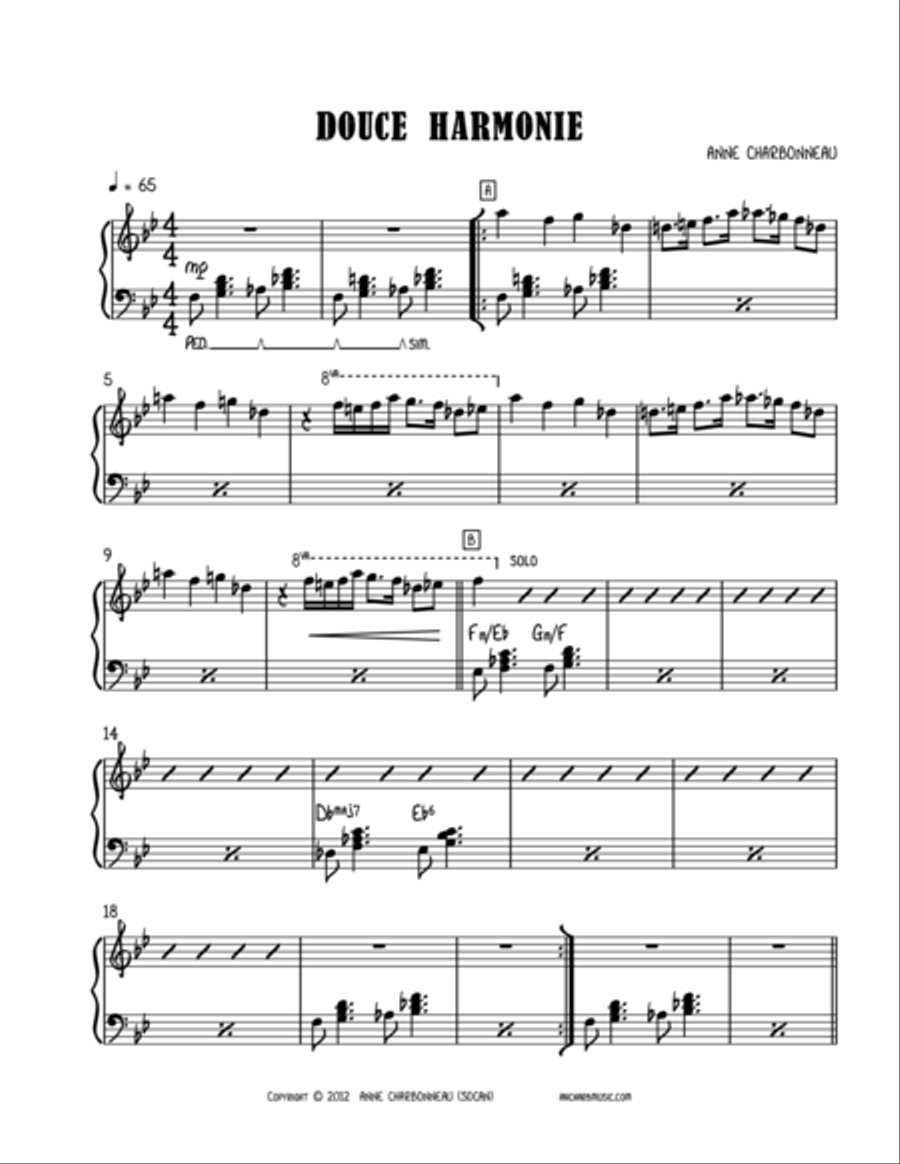 Douce harmonie Piano Solo scores gallery preview page 1