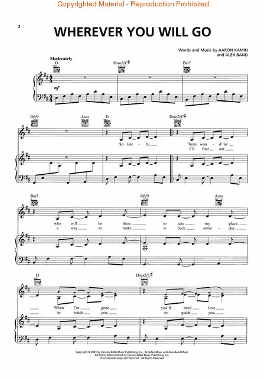 Wherever You Will Go Voice scores gallery preview page 2
