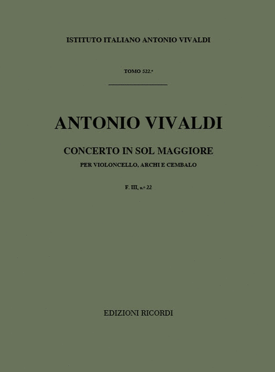 Concerto Per Violoncello, Archi e BC In Sol Rv 415