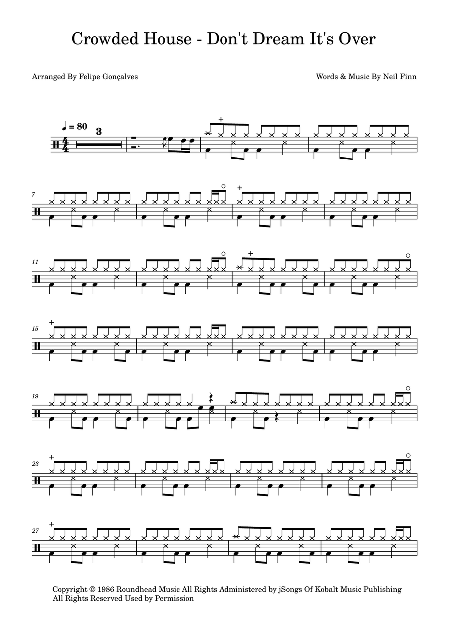 Don't Dream It's Over Don't Dream It's Over Drum Set scores gallery preview page 1