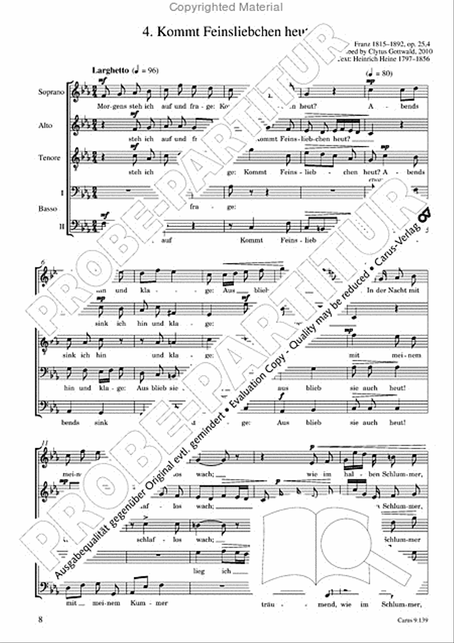 Gottwald: Five Lieder based on texts by Heinrich Heine Choir scores gallery preview page 9