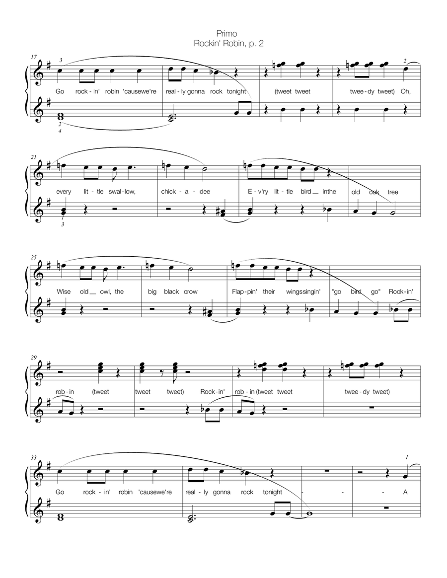 Rockin' Robin (Early Intermediate Piano Duet) Piano Duet scores gallery preview page 4