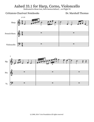 Aahed 33.1 for Harp, Corno, Violoncello