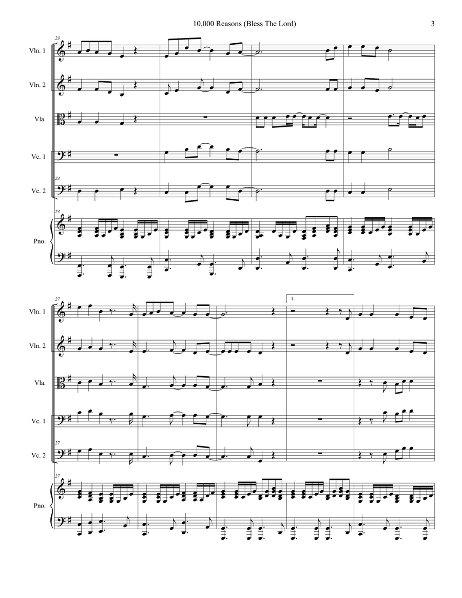 10,000 Reasons (Bless The Lord) String Orchestra scores gallery preview page 3