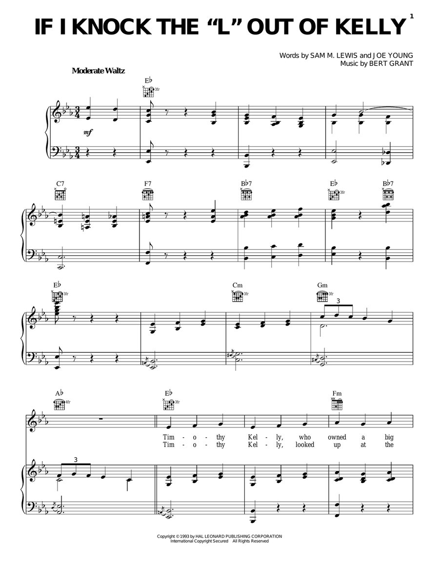 If I Knock The 'L' Out Of Kelly Guitar scores gallery preview page 1