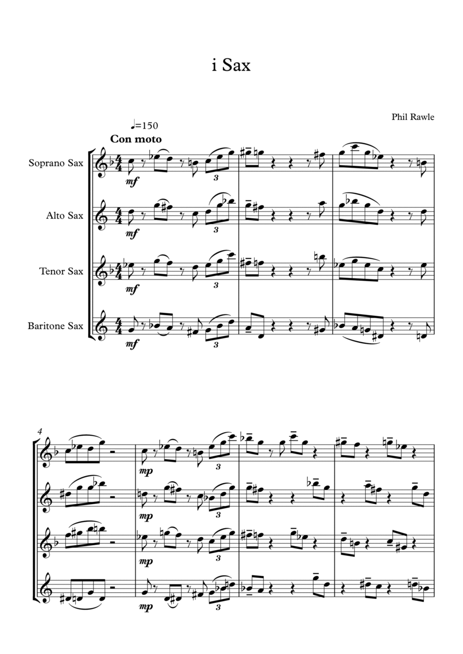 i Sax - Saxophone Quartet Saxophone Quartet scores gallery preview page 1