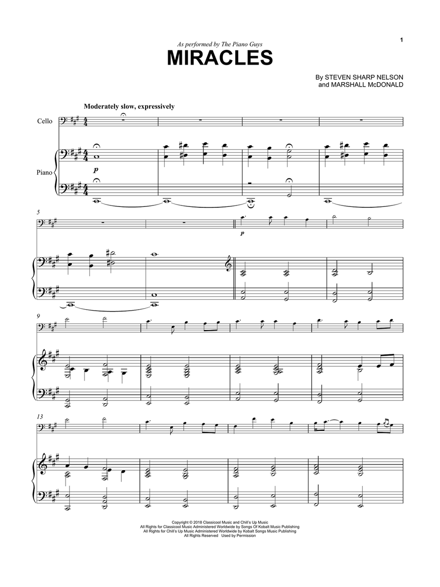 Miracles Piano scores gallery preview page 1