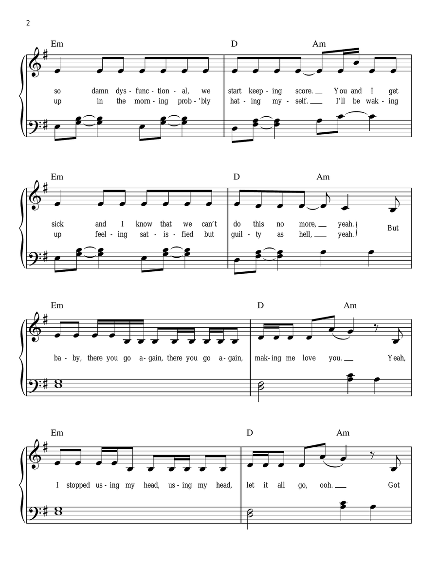One More Night Easy Piano scores gallery preview page 2