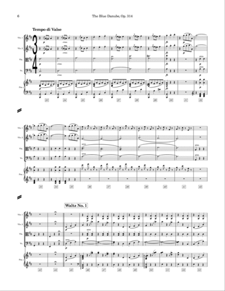 The Blue Danube, Op. 314 (for Piano Quintet) Piano Quintet scores gallery preview page 6