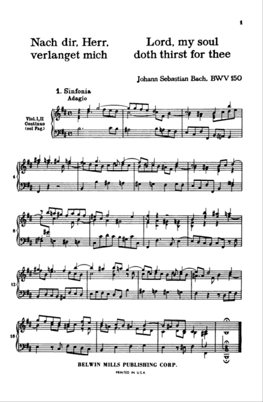 Cantata No. 150 -- Nach dir, Herr, verlanget mich 4-Part scores gallery preview page 4